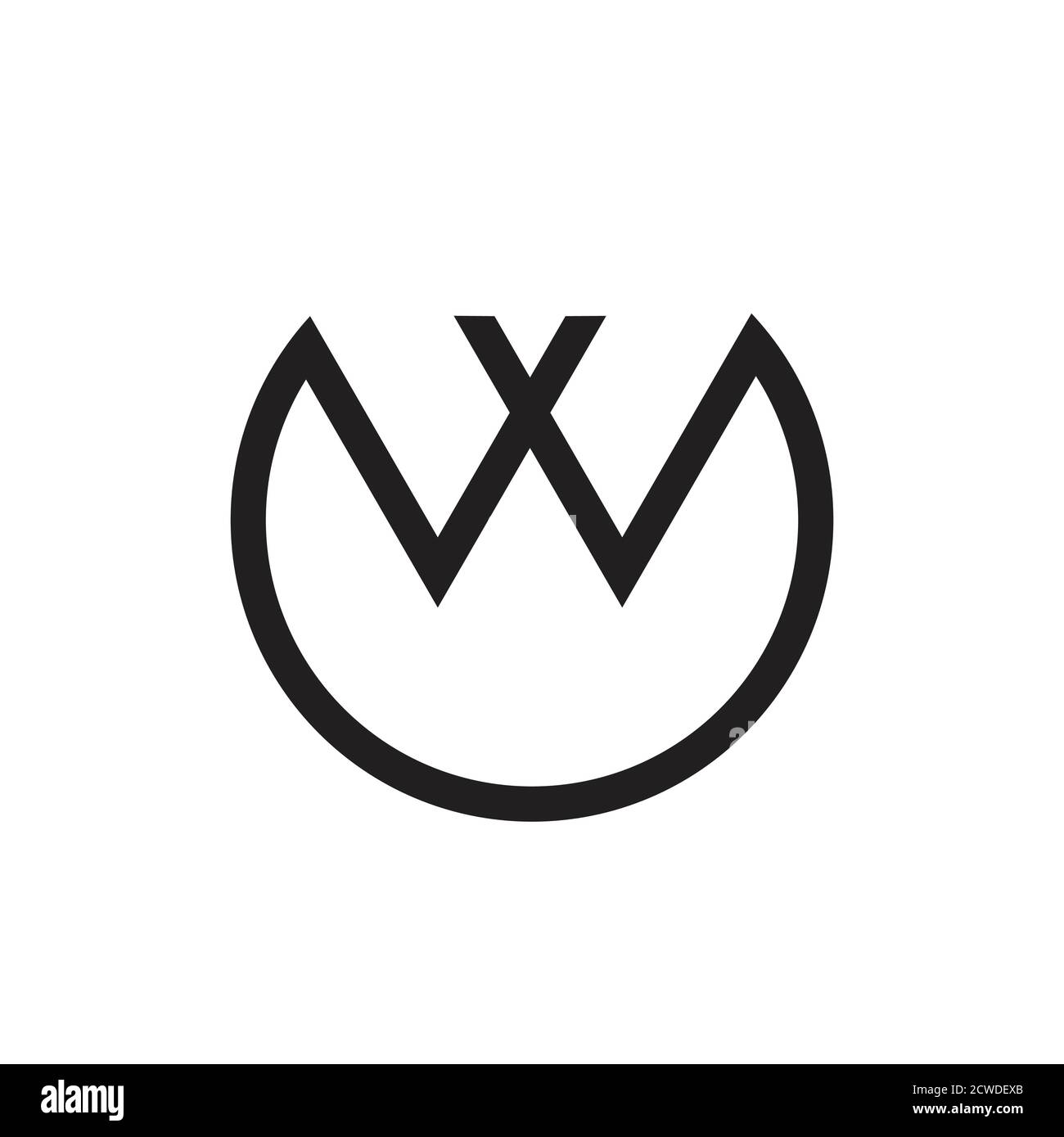 letter ow simple geometric line logo vector Stock Vector