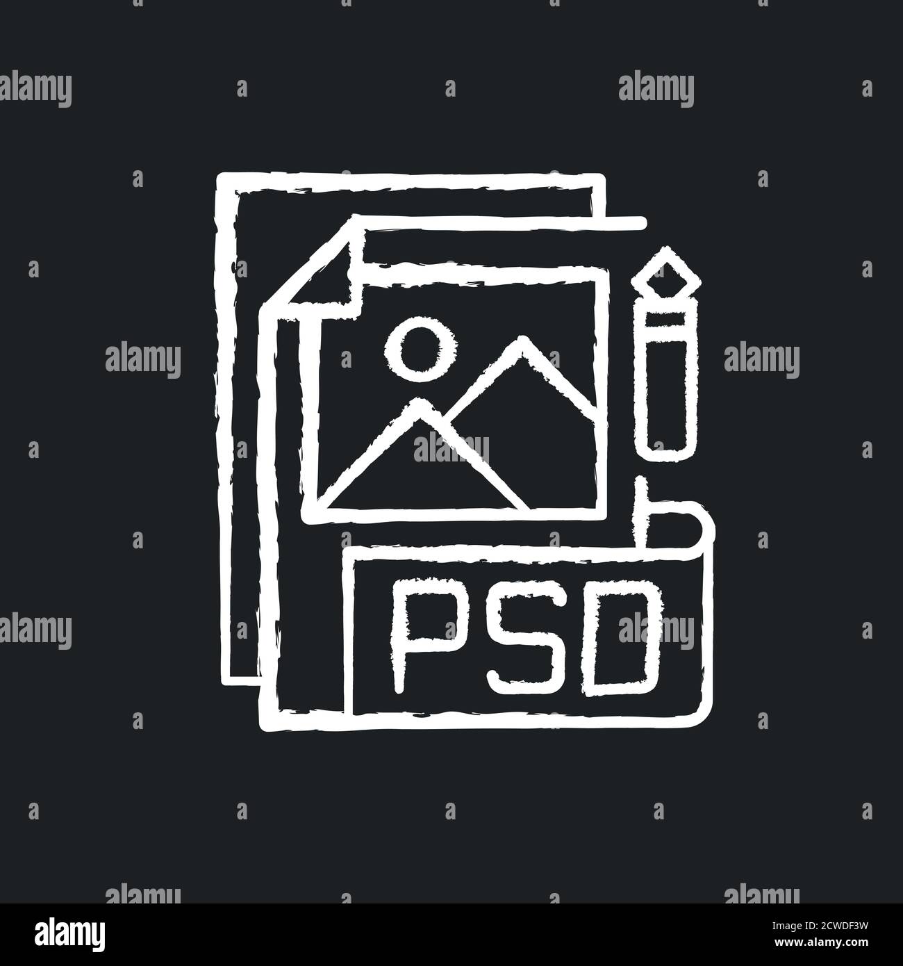 PSD file chalk white icon on black background Stock Vector
