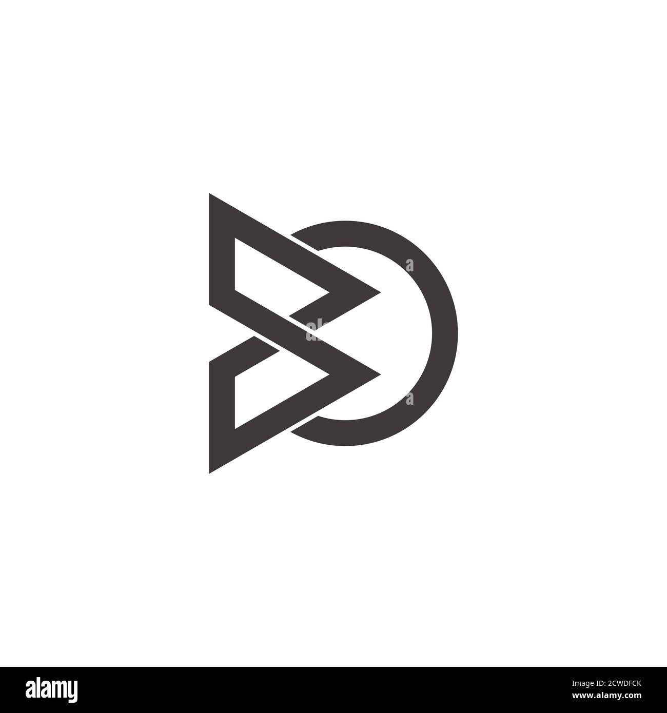 abstract letter bo simple geometric overlapping line logo vector Stock Vector