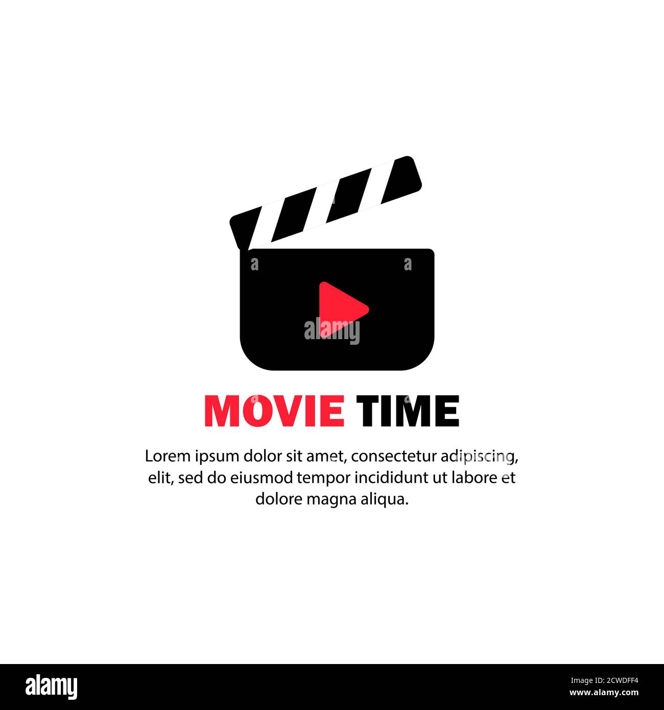 Movie time icon. Cinema industry. Watch film. Vector on isolated white background. EPS 10 Stock Vector