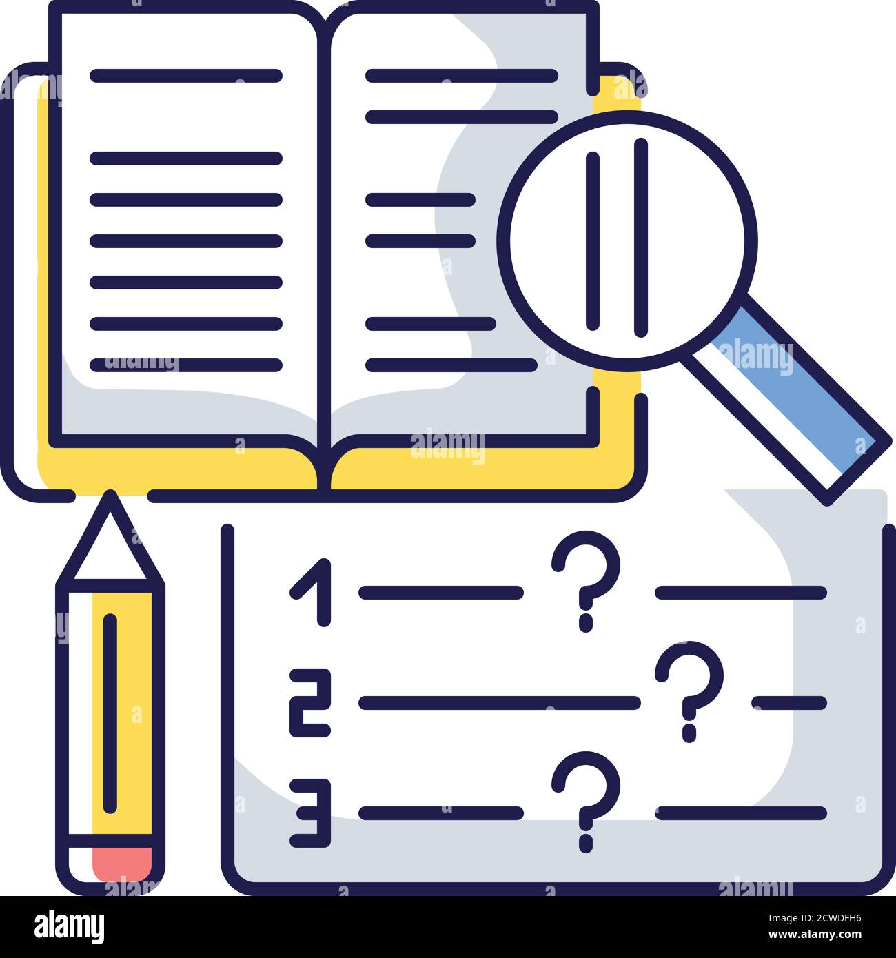 Reading examination RGB color icon Stock Vector