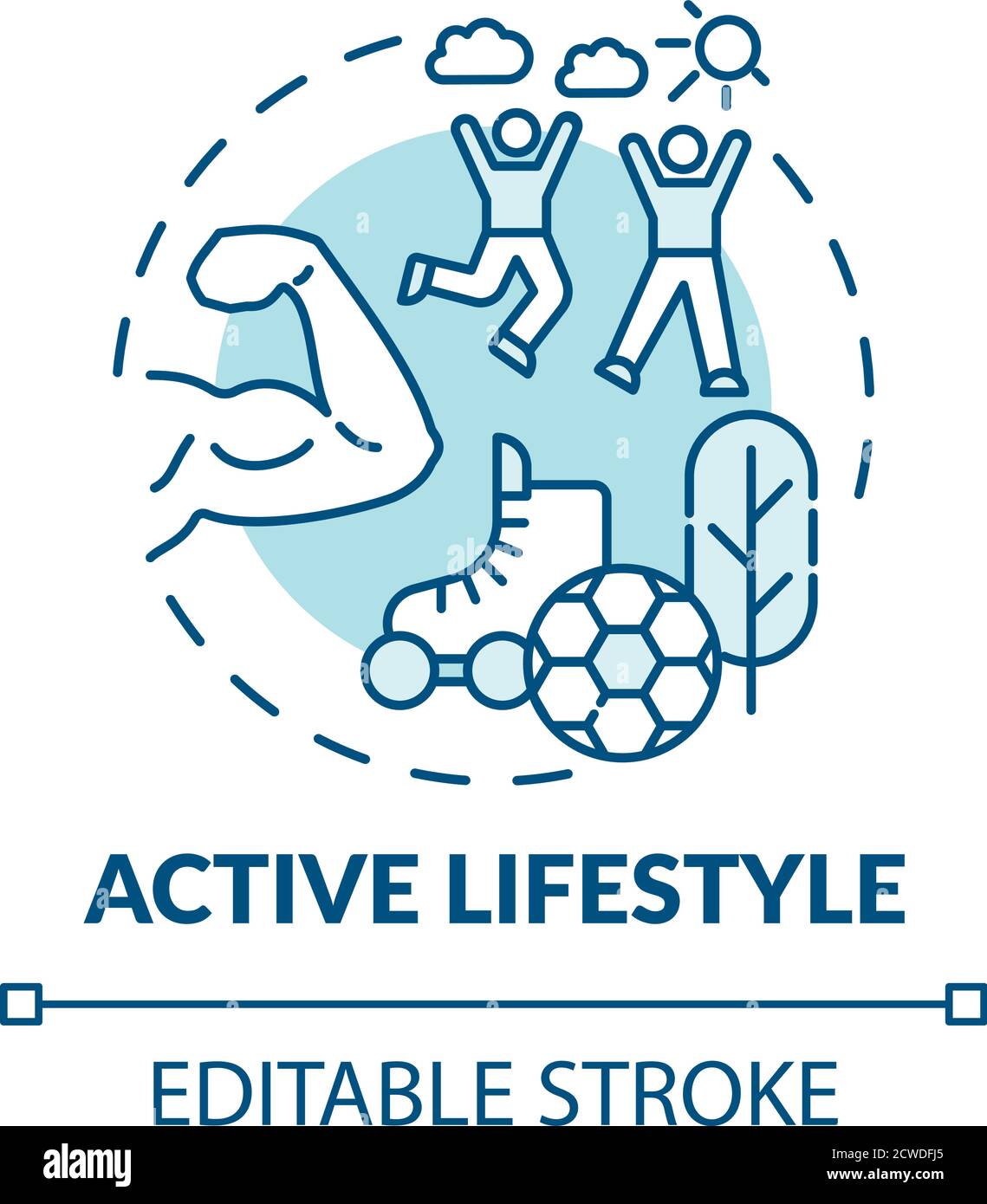 Active lifestyle turquoise concept icon Stock Vector