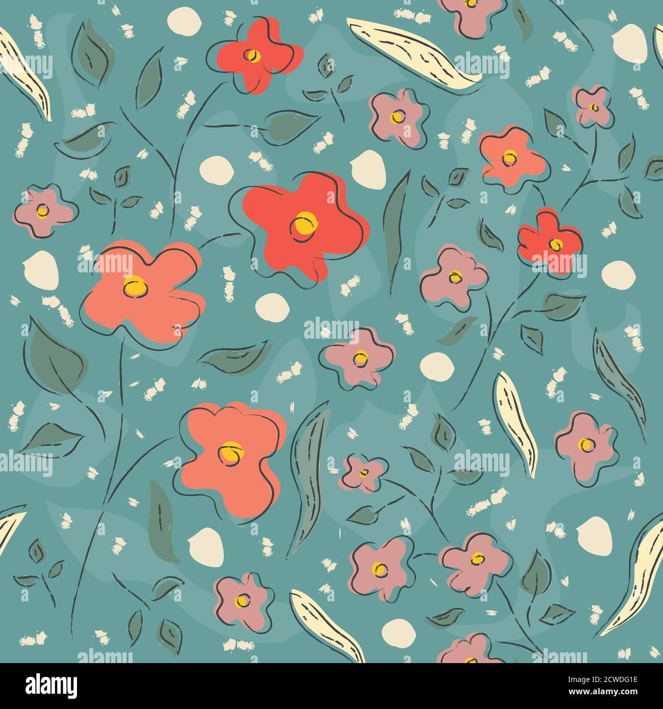 Floral Seamless Pattern. Hand Drawn. Vector Illustration Stock Vector ...