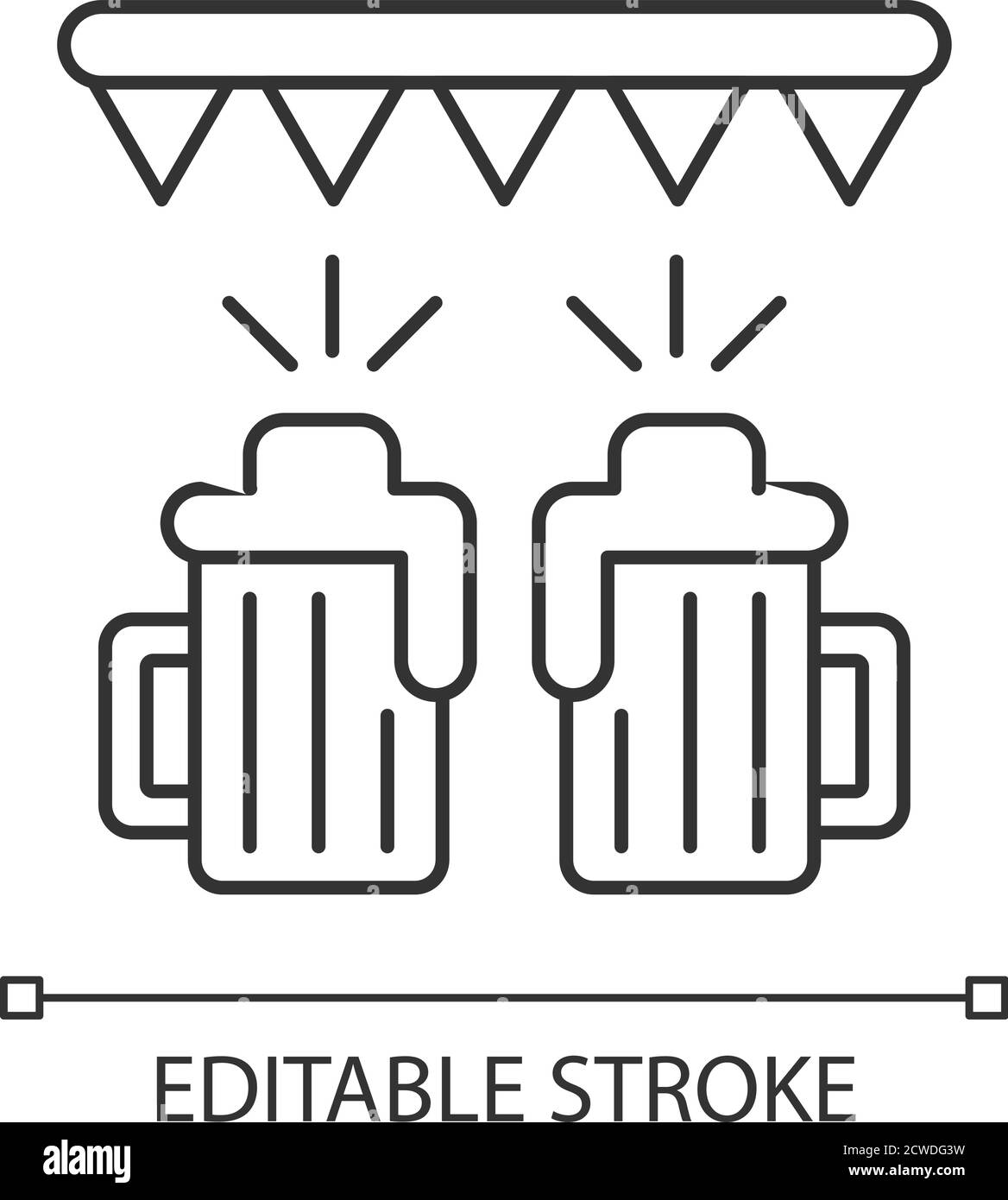 Beer festival pixel perfect linear icon Stock Vector