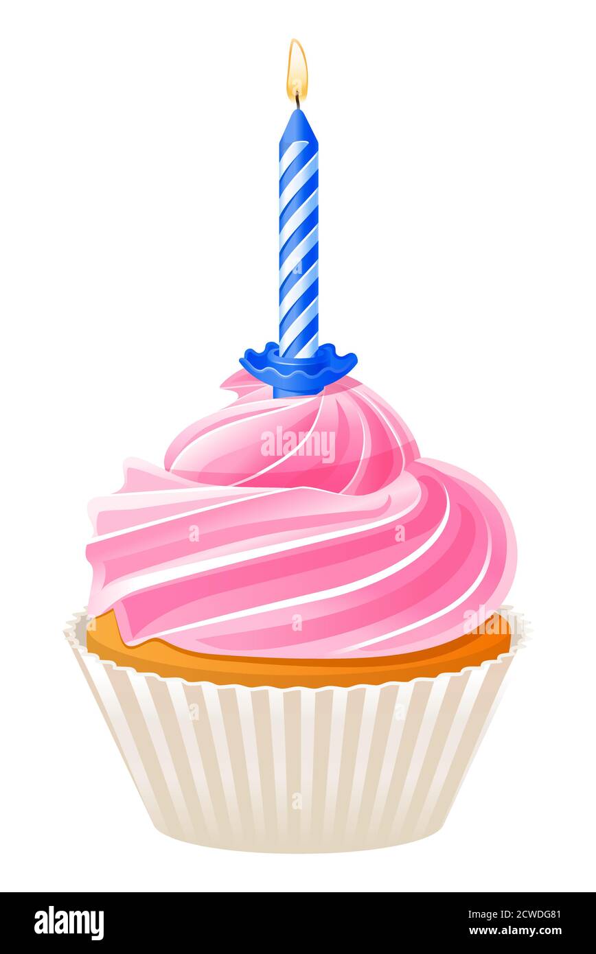 Cupcake with candle Stock Vector Image &amp; Art - Alamy