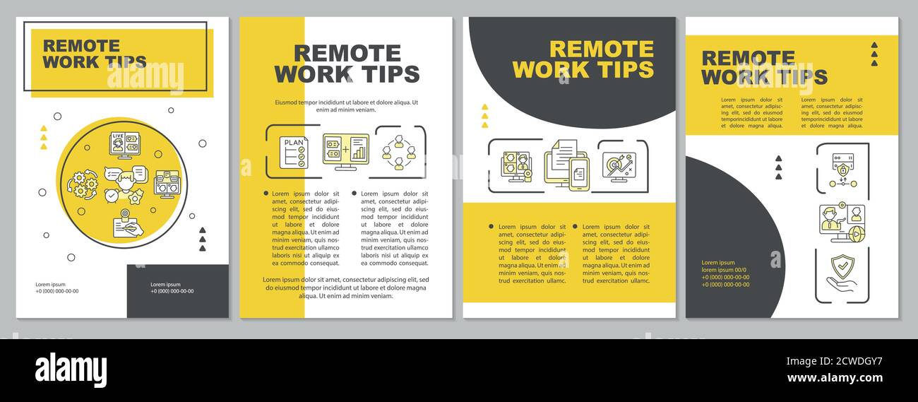 Remote work tips brochure template Stock Vector