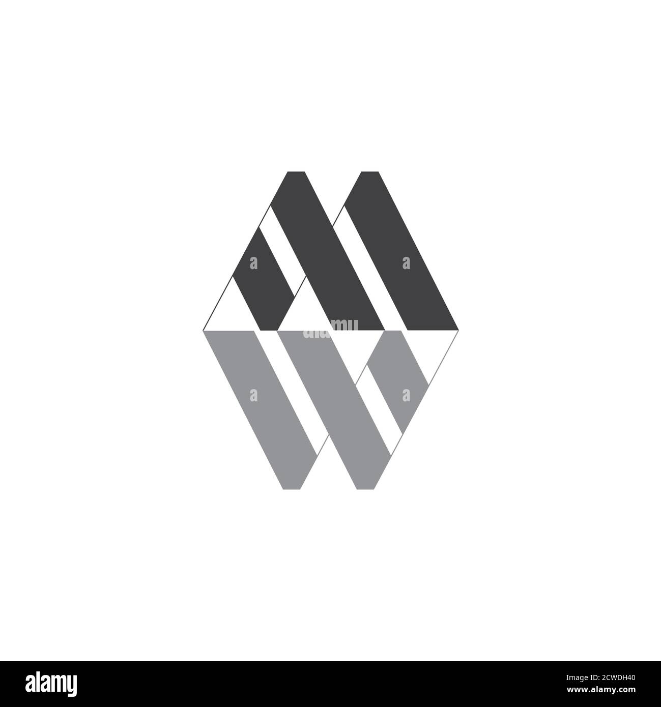letter mw simple geometric stripes logo vector Stock Vector