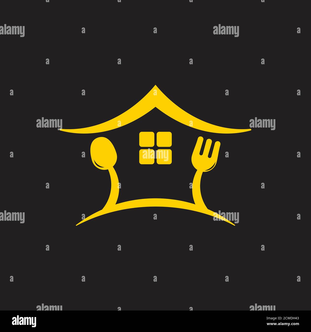 home spoon fork restaurant symbol logo vector Stock Vector