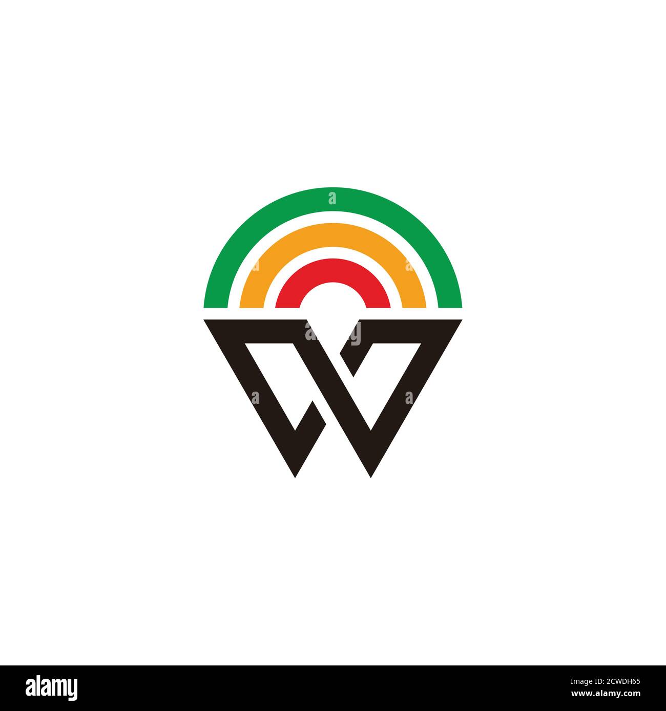 letter w colorful rainbow simple geometric line logo vector Stock ...