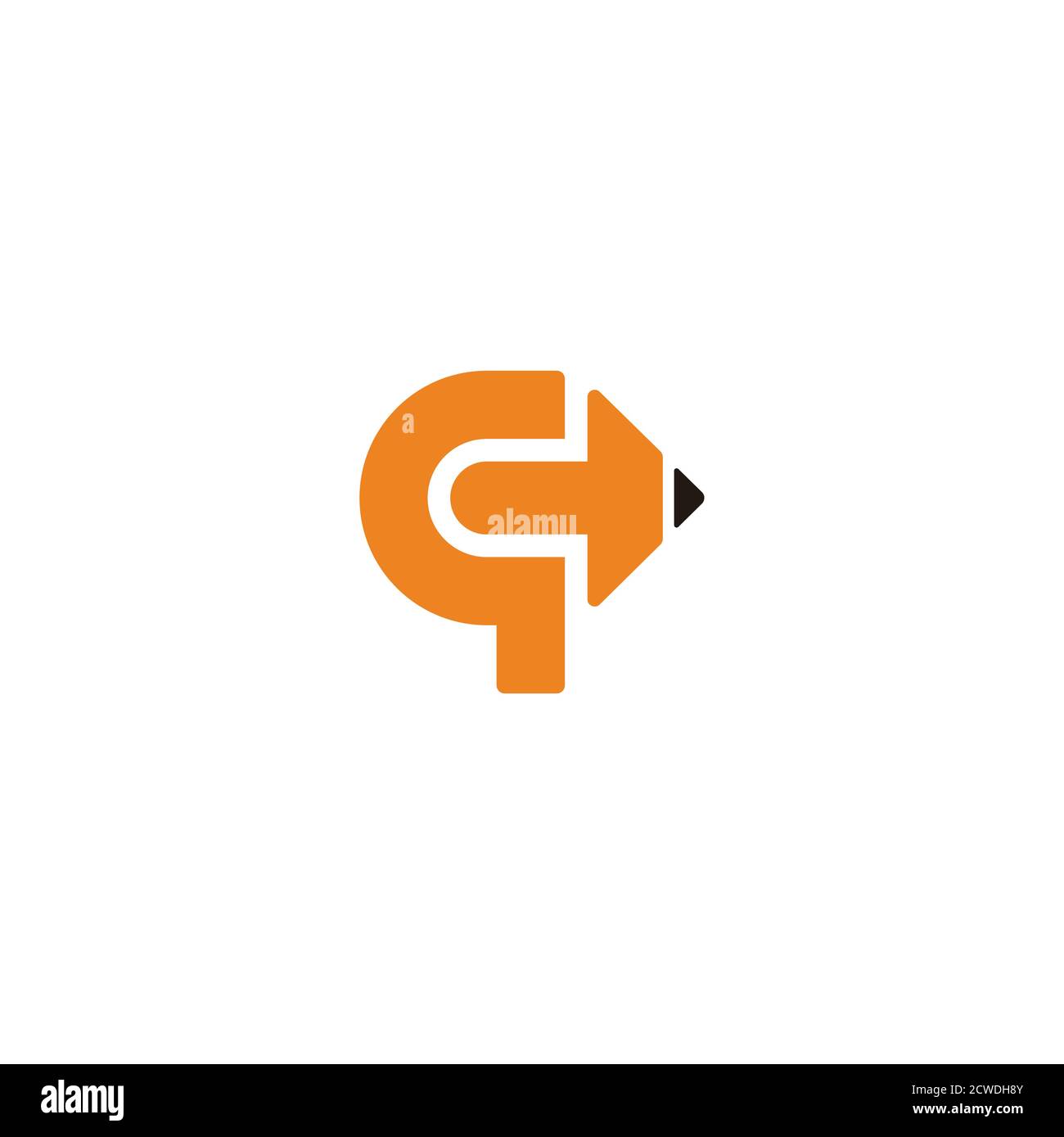 letter c q simple geometric pencil arrow education logo vector Stock ...
