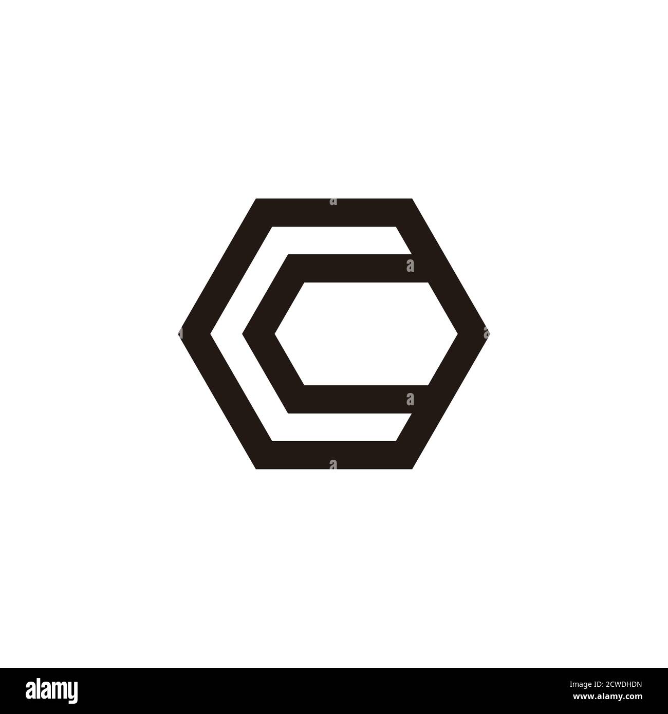 letter c simple geometric hexagonal line logo vector Stock Vector