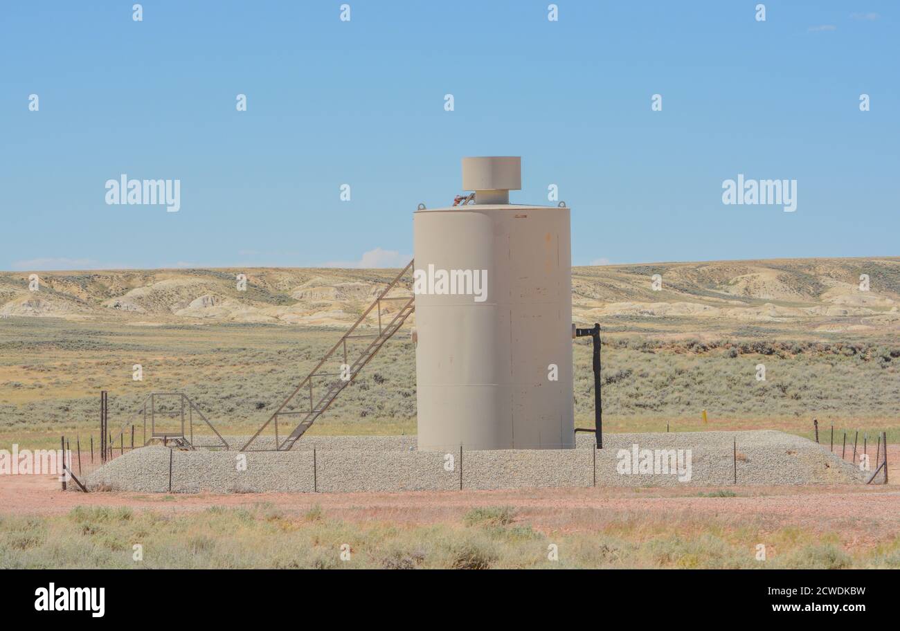 Fracking equipment for Oil and Natural gas extraction. Hydraulic Fracturing Shale in Carbon County Wyoming Stock Photo