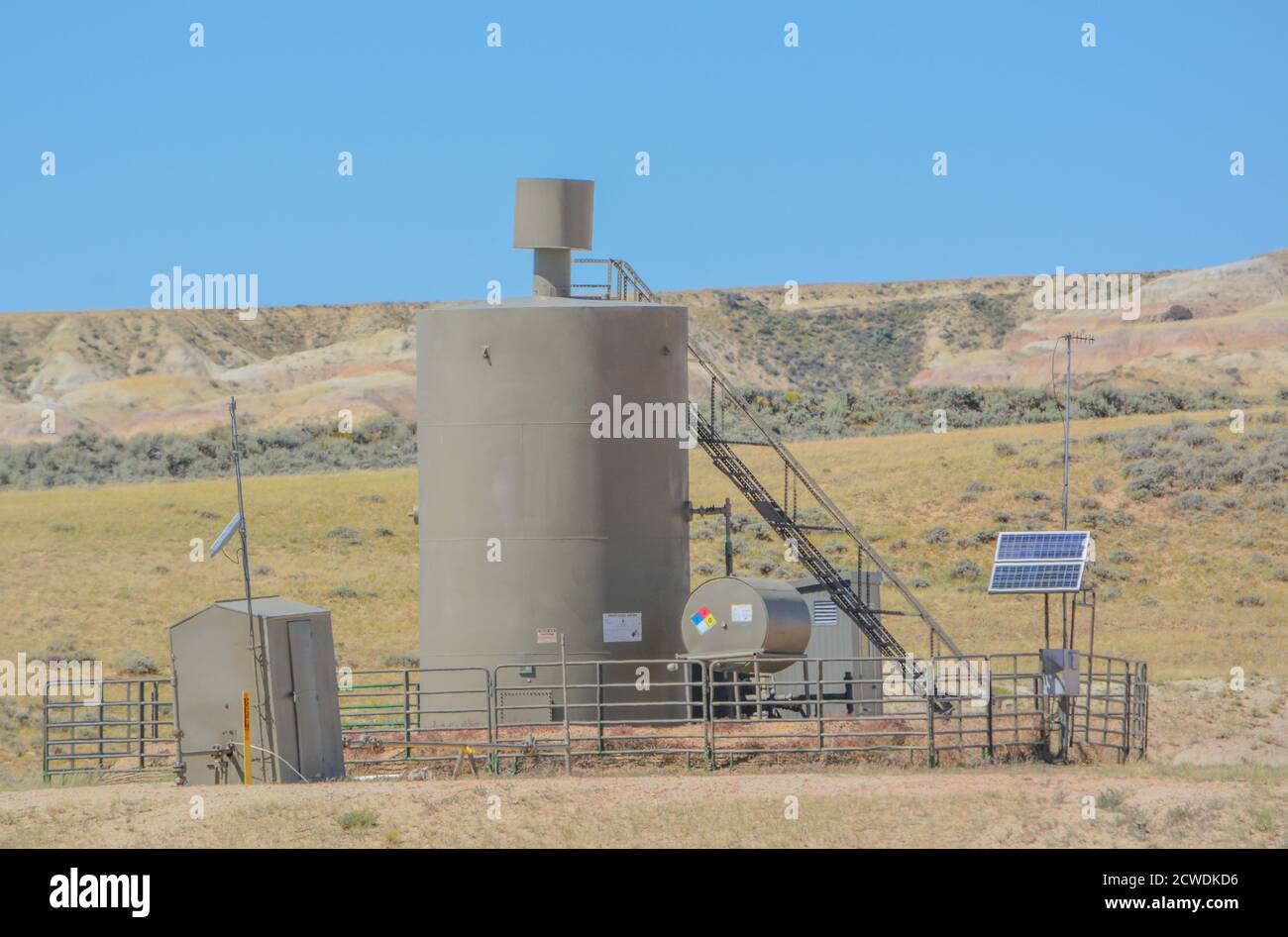 Fracking equipment for Oil and Natural gas extraction. Hydraulic Fracturing Shale in Carbon County Wyoming Stock Photo
