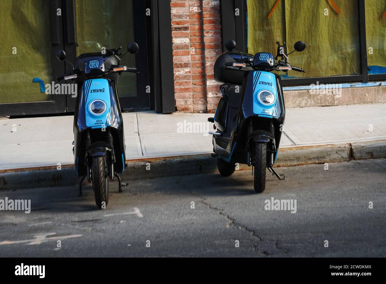 Two Revel scooters seen parked in Williamsburg Stock Photo Alamy