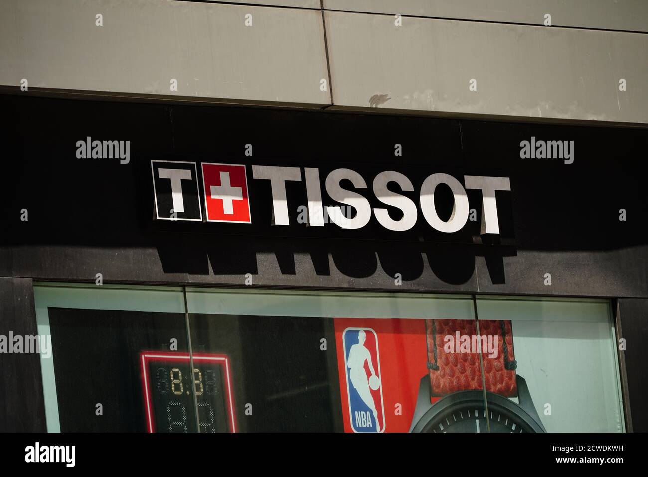 Tissot logo seen one at one of their branches. Stock Photo