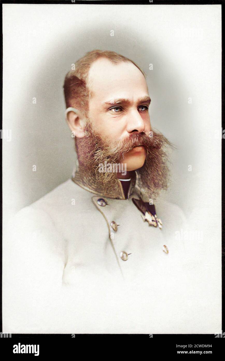1880 c, Vienna , AUSTRIA : The austrian  Kaiser FRANZ JOSEF von ABSBURG ( 1830 - 1916 )  Emperor of Austria .Photograph by ANGERER , Wien . DIGITALLY COLORIZED . - FRANCESCO GIUSEPPE - JOSEPH - ABSBURG - ASBURG - ABSBURGO - ASBURGO - NOBILITY - NOBILI - Nobiltà - REALI - HABSBURG - HASBURG - ROYALTY - AUSTRIA  - baffi - moustache - military uniform - divisa uniforme militare --- Archivio GBB Stock Photo