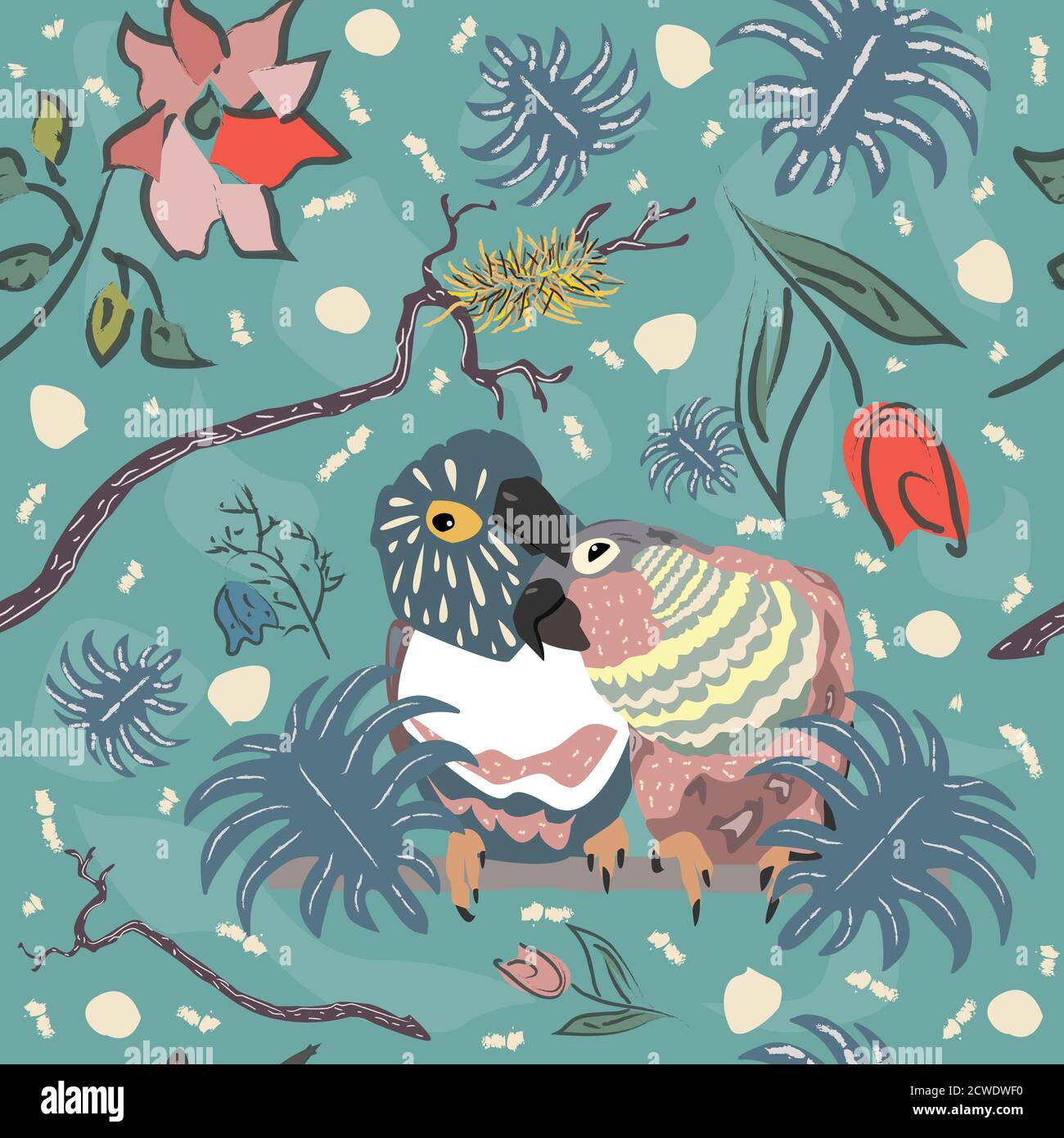 Parrot Birds Seamless Pattern. Vector illustration Stock Vector Image ...