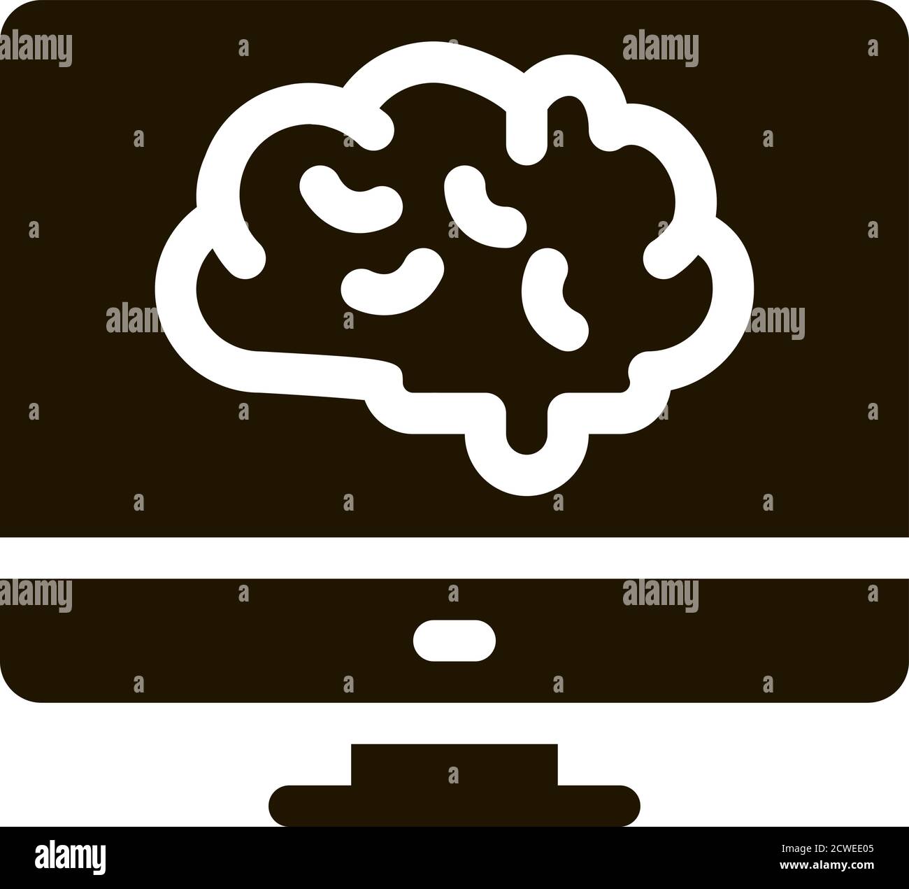 Brain On Display Icon Vector Glyph Illustration Stock Vector Image ...