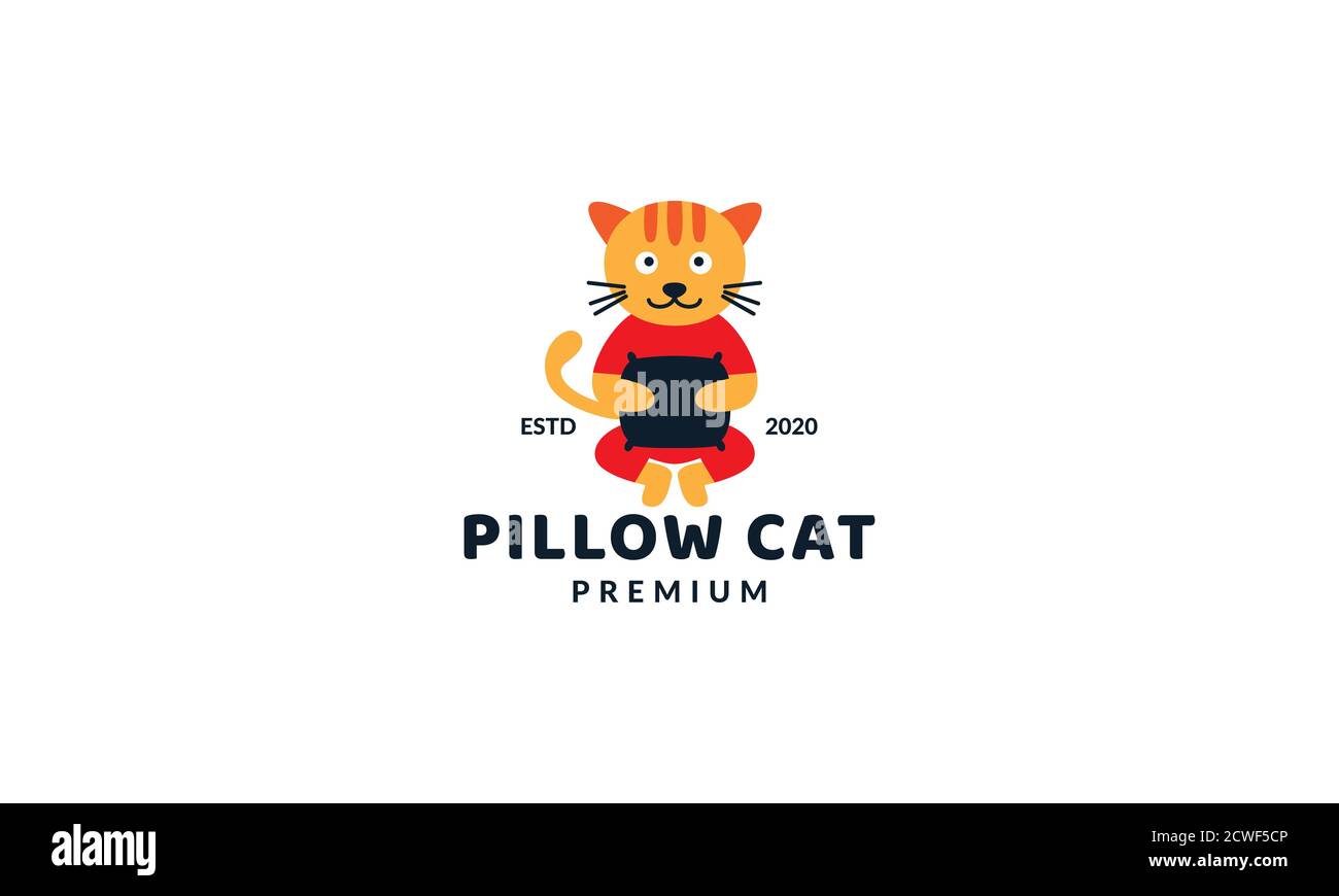 Cute Cat Playing On Pillow Cartoon Vector Icon Illustration
