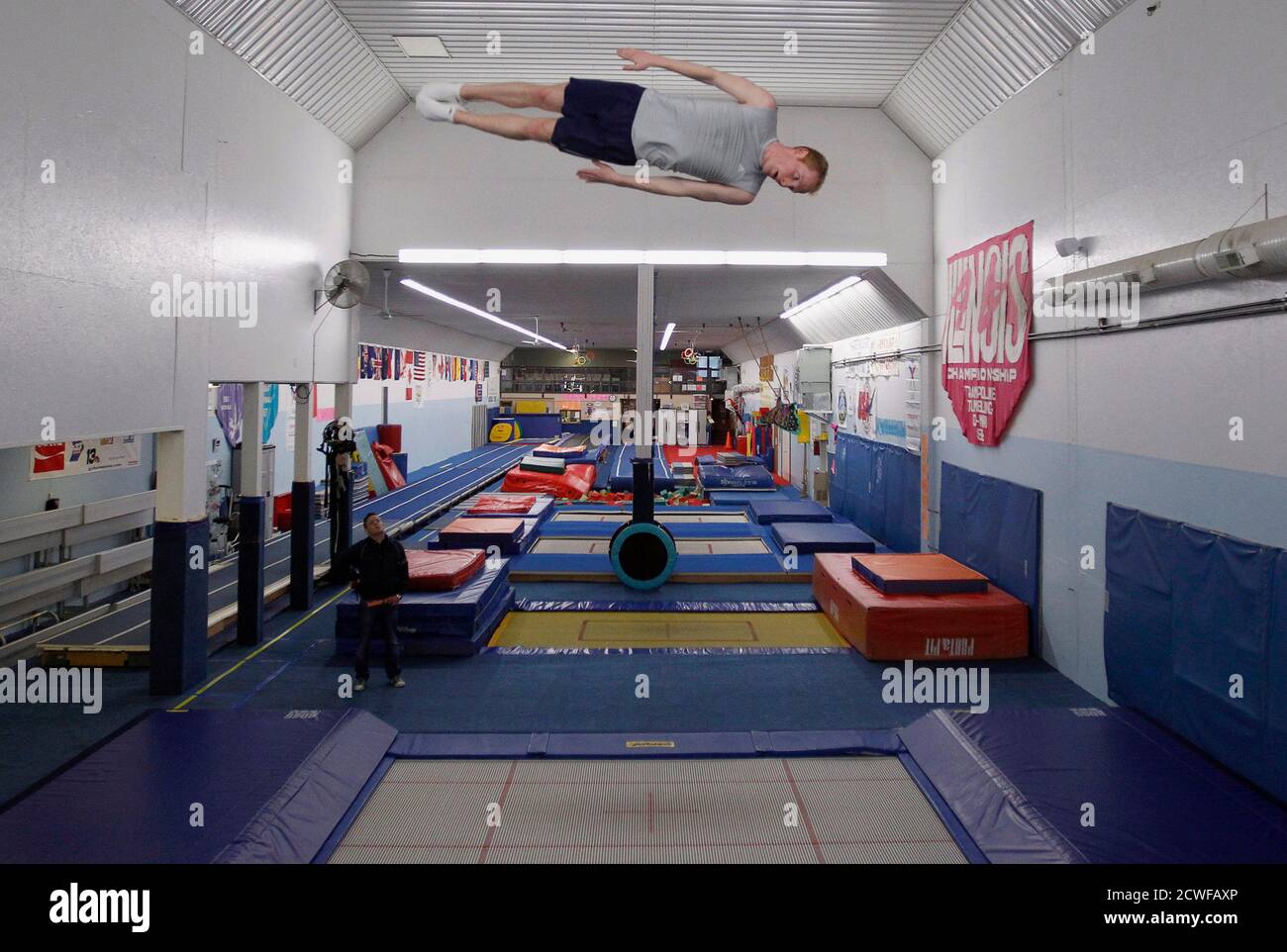 Trampolining and gym hires stock photography and images Alamy