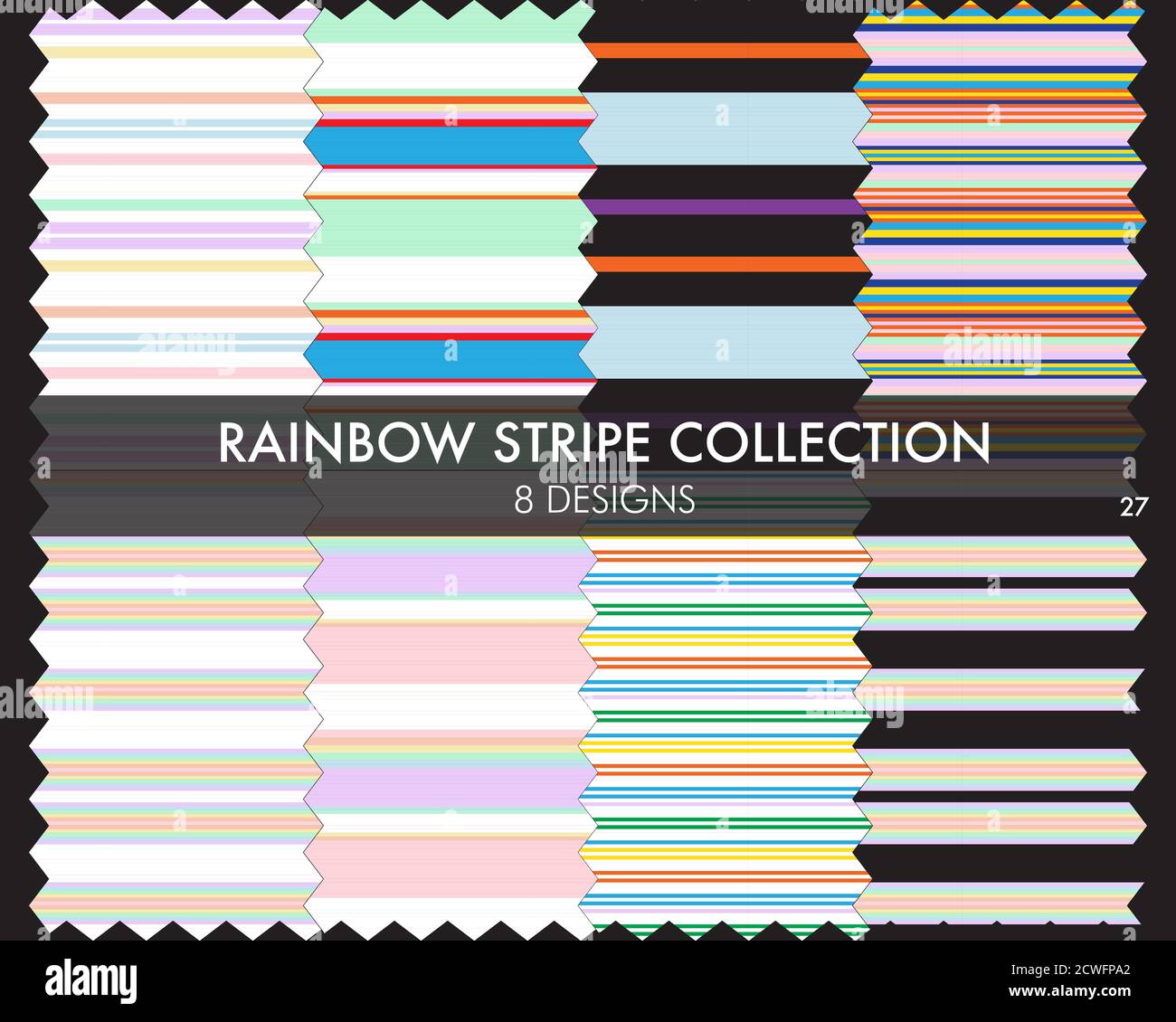 Rainbow striped seamless pattern collection includes 8 design swatches ...