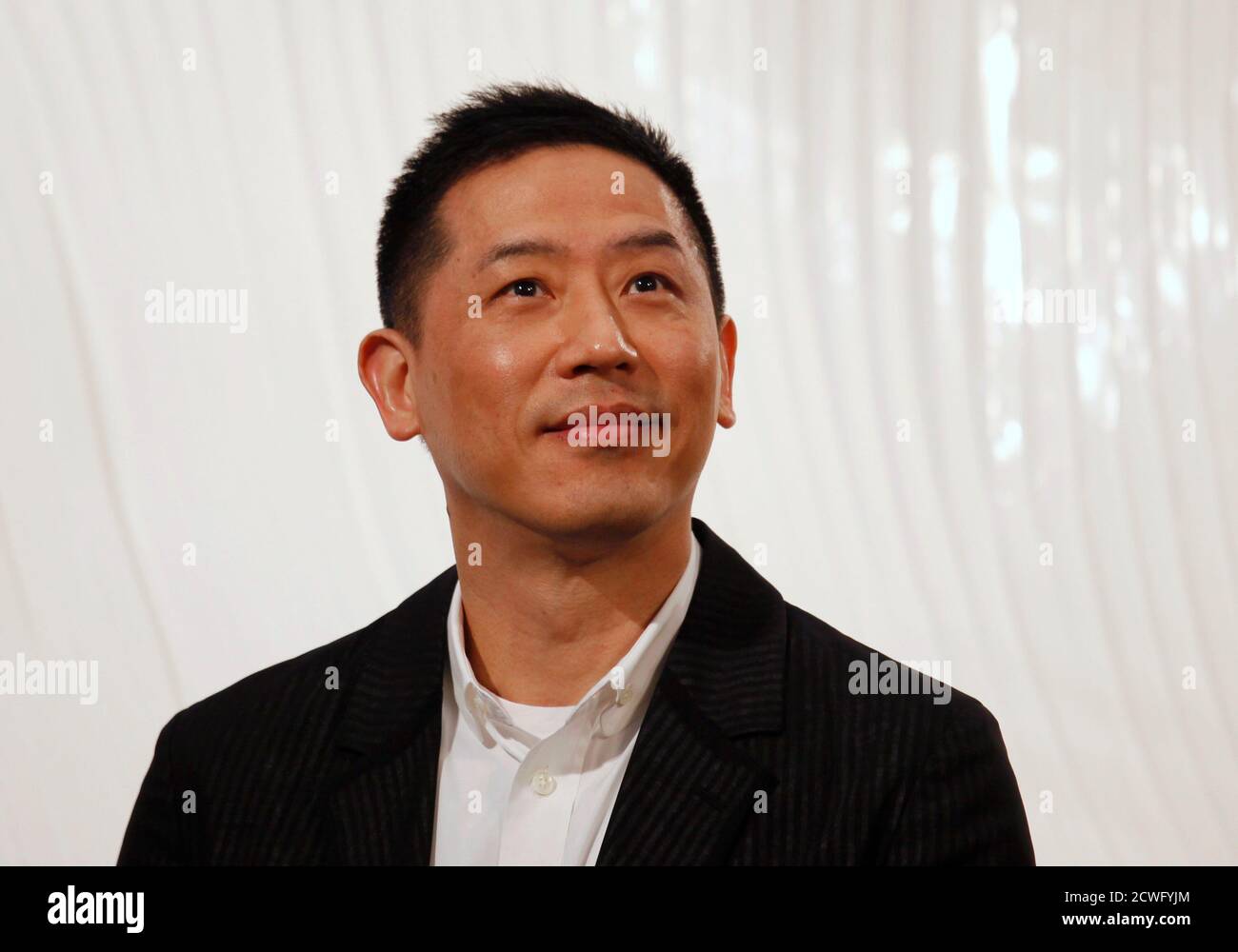 Daffy Tong Hok-Tak, partner of the late Hong Kong singer and actor Leslie  Cheung, attends the opening ceremony of an exhibition in tribute to Cheung  at a shopping mall in Hong Kong