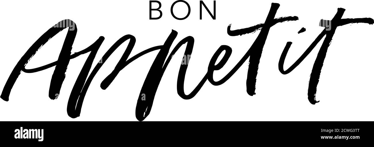 Bon appetit ink brush vector lettering.  Stock Vector