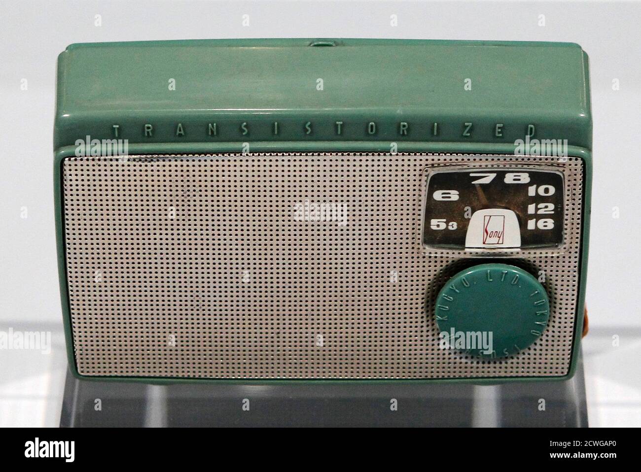 Sony's first transistor radio TR-55, which was produced 1955, is displayed  at Sony's history museum in Tokyo February 23, 2012. The biggest challenge  facing Sony's incoming chief executive Kazuo Hirai will be