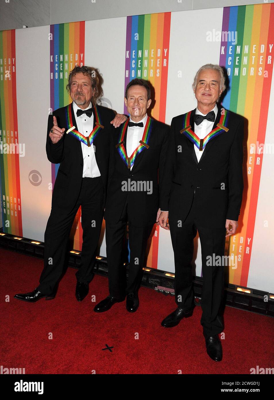 Recipients of the 2012 Kennedy Center Honors (L-R) Robert Plant, John Paul  Jones and Jimmy Page of the band Led Zeppelin attend the 35th Annual Kennedy  Center Honors performance and gala at