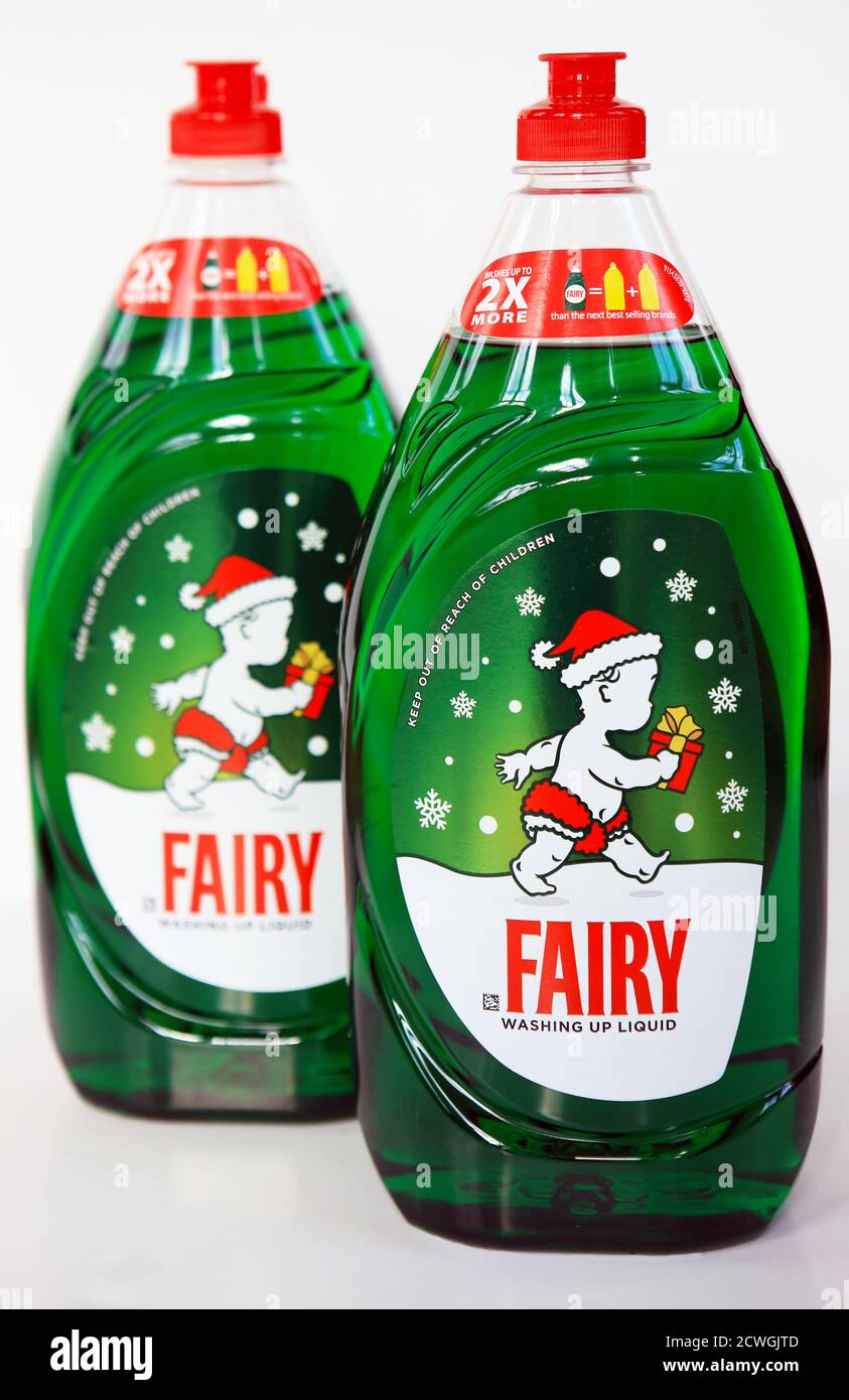 Festive bottles of Fairy washing up liquid Stock Photo