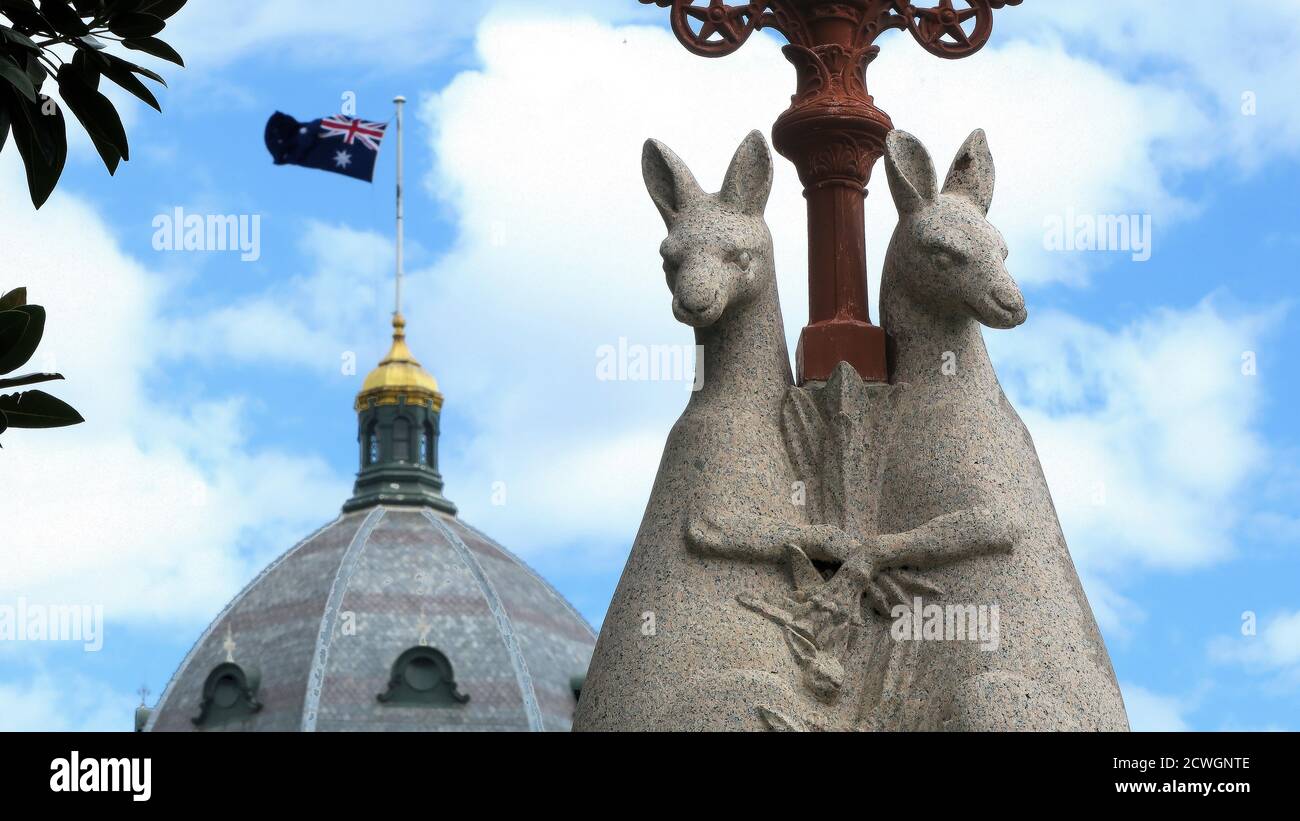Melbourne Australia; Heritage Kangaroo sculpture outside the Royal
