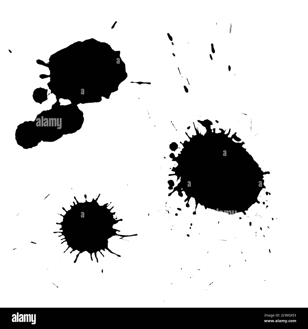 Ink black blot set. Abstract stain. Isolate on a white background Stock Vector