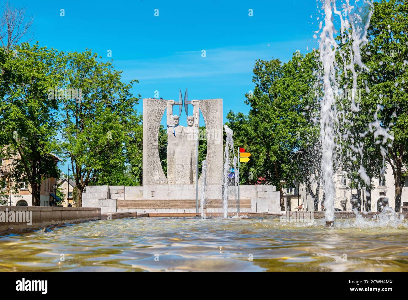 View of central square in Kohtla-Jarve. Estonia, Baltic Countries, Europe. Kohtla-Jarve is the fifth-largest city in Estonia Stock Photo