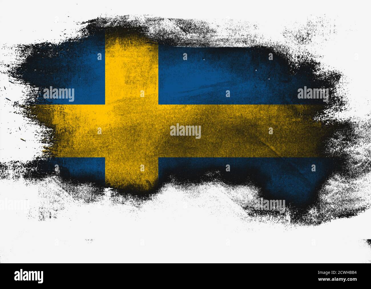 Sweden flag painted with brush on white background, 3D rendering Stock ...