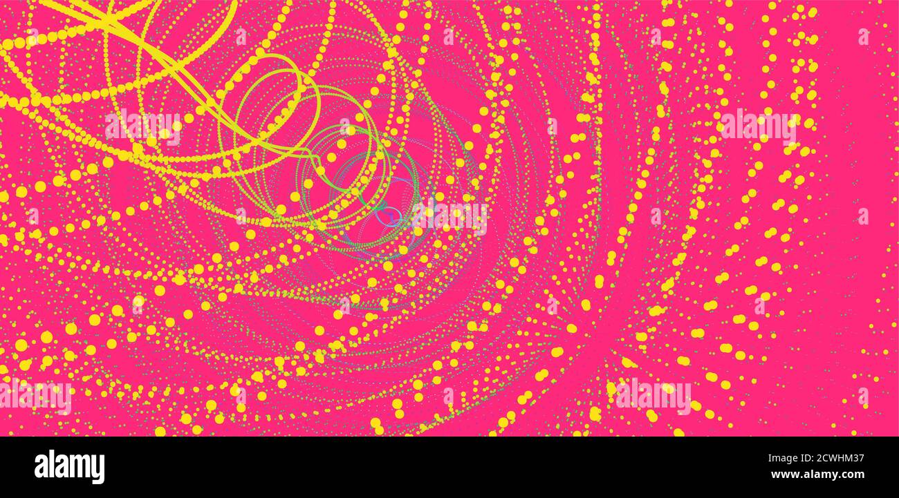Array with dynamic particles. Swirl with connected dots. Abstract science or technology background. 3d vector illustration. Stock Vector