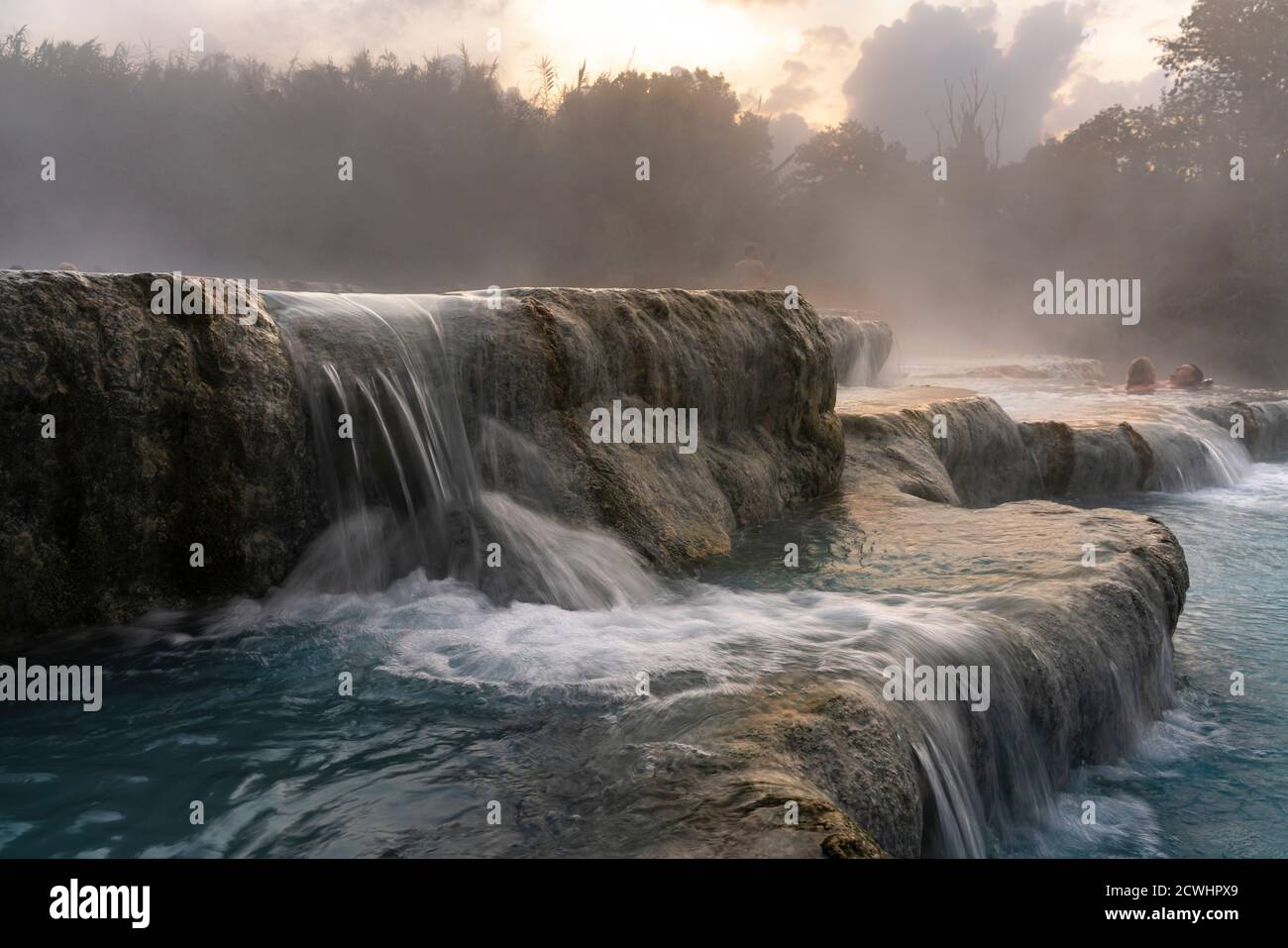 Cascate del Mulino, natural pools of thermal water. Saturnia, Grosseto, Tuscany, Italy, Europe Stock Photo