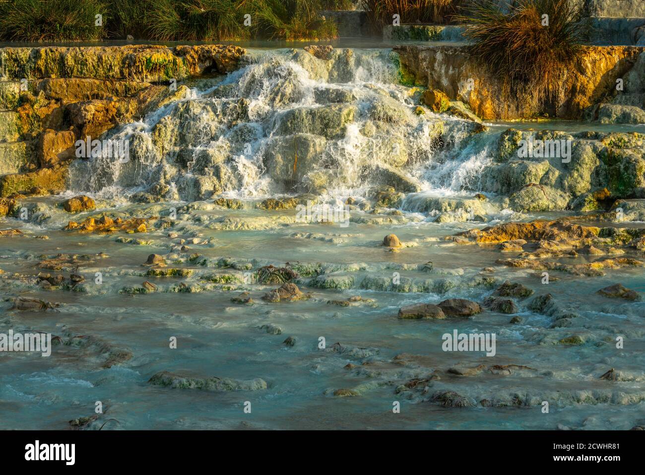 Cascate del Mulino, natural pools of thermal water. Saturnia, Grosseto, Tuscany, Italy, Europe Stock Photo
