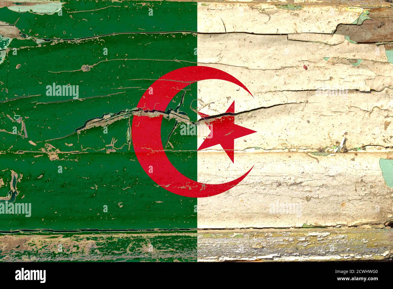 3D Flag of Algeria on a old wood wall background Stock Photo - Alamy