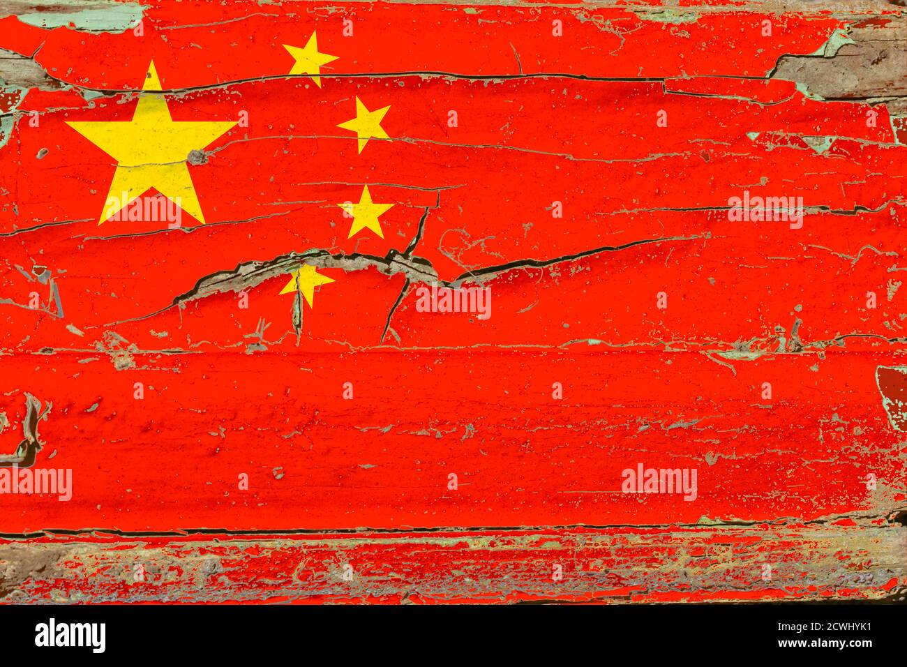 3D Flag of China on a old wood wall background Stock Photo - Alamy
