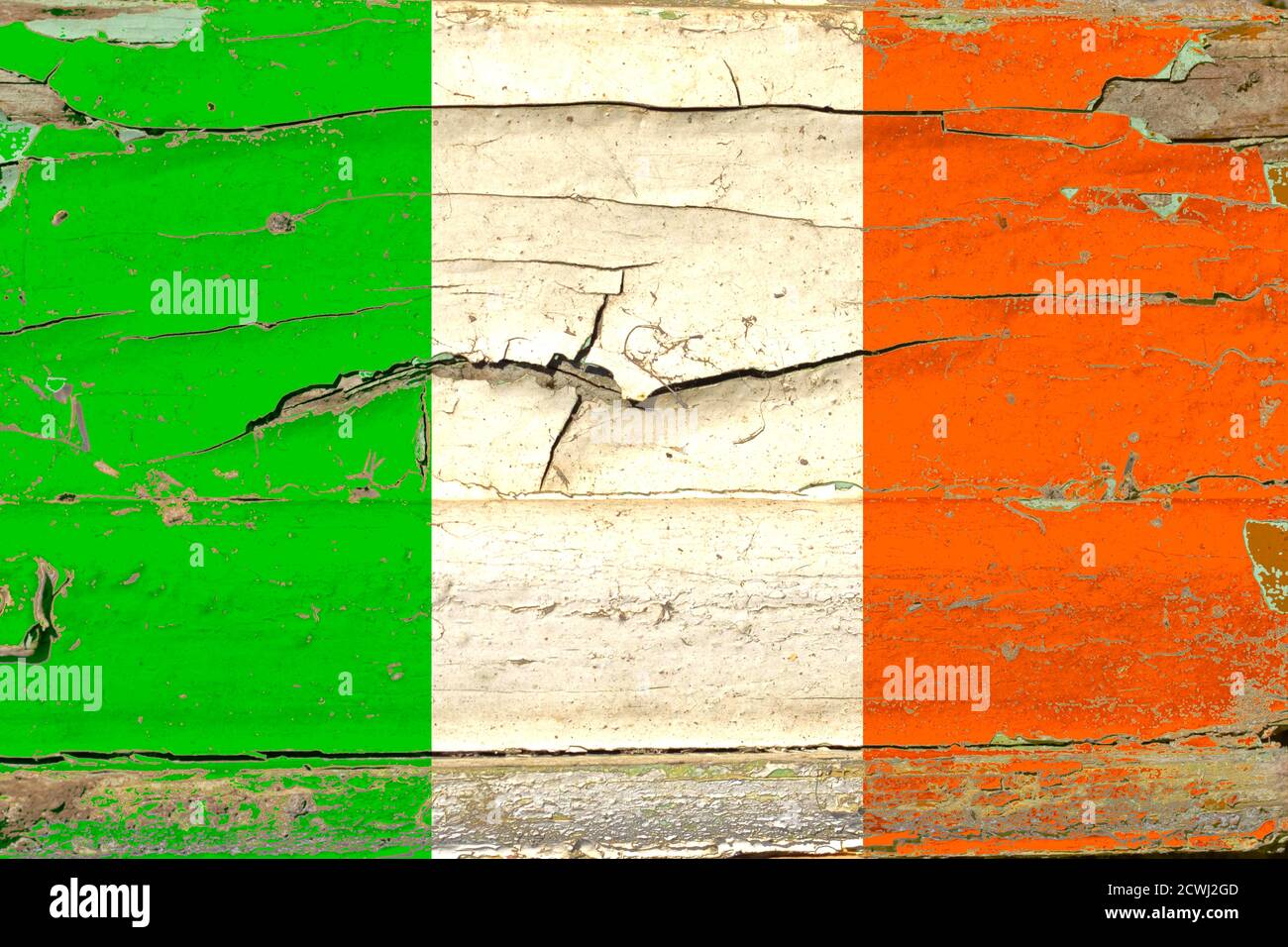 3D Flag of Ireland on a old wood wall background Stock Photo - Alamy