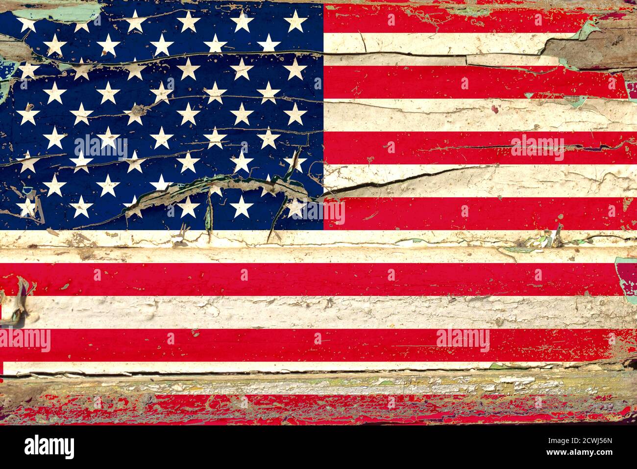 3D Flag of United States of America on a old wood wall background Stock ...