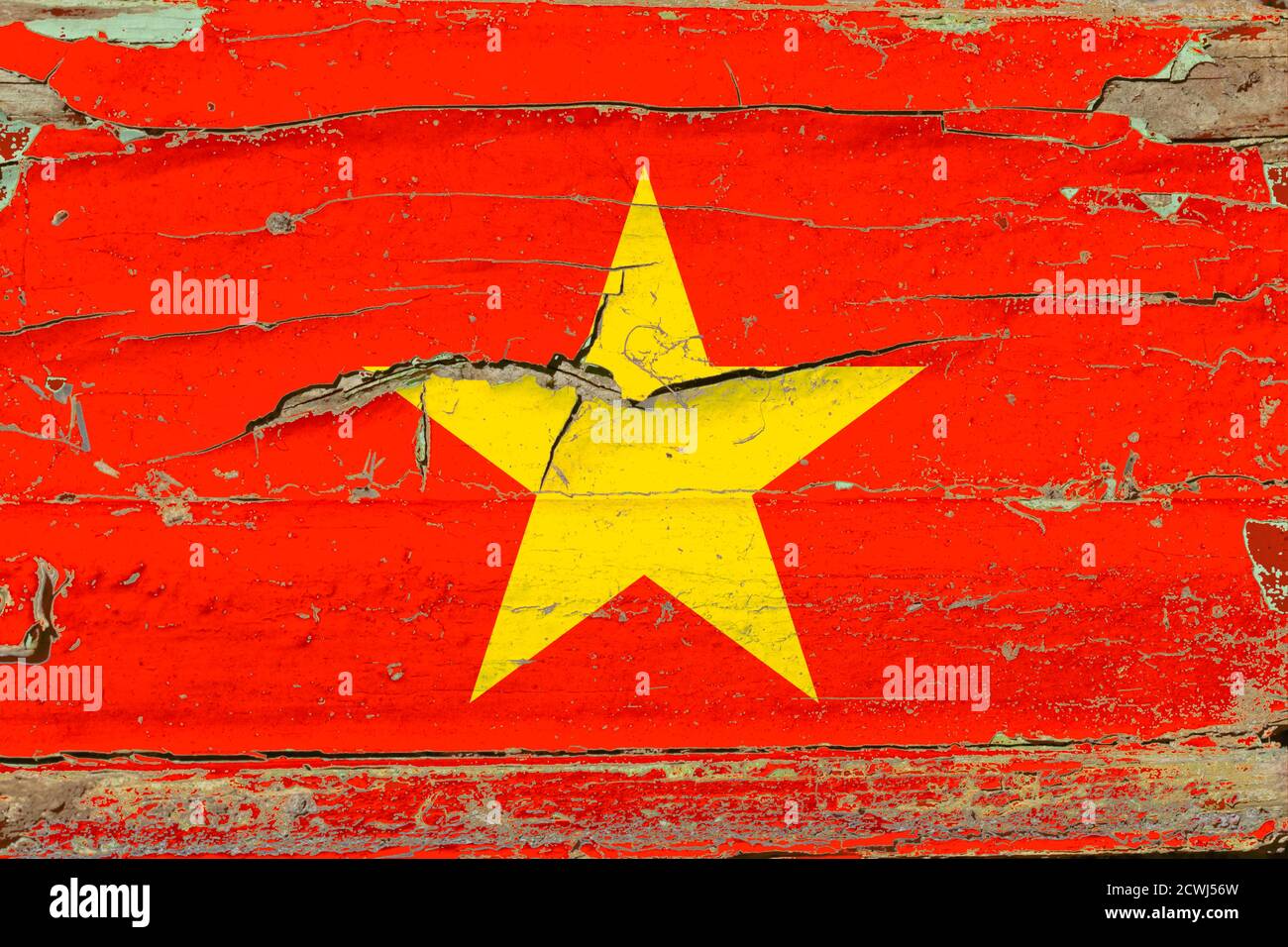 3D Flag of Vietnam on a old wood wall background Stock Photo - Alamy
