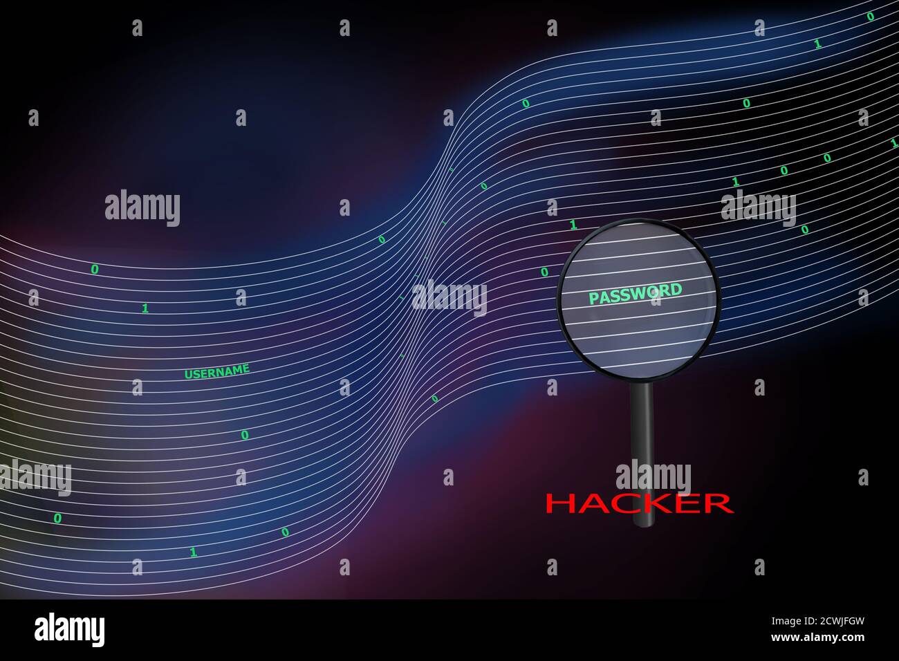 The information channel of the binary code hacking Stock Photo - Alamy