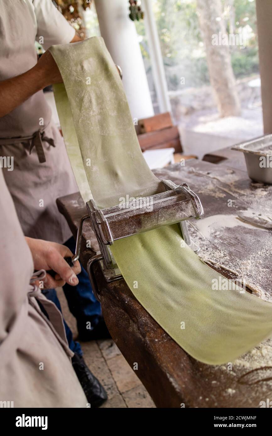 Chef Making Fresh Homemade Pasta Stock Photo