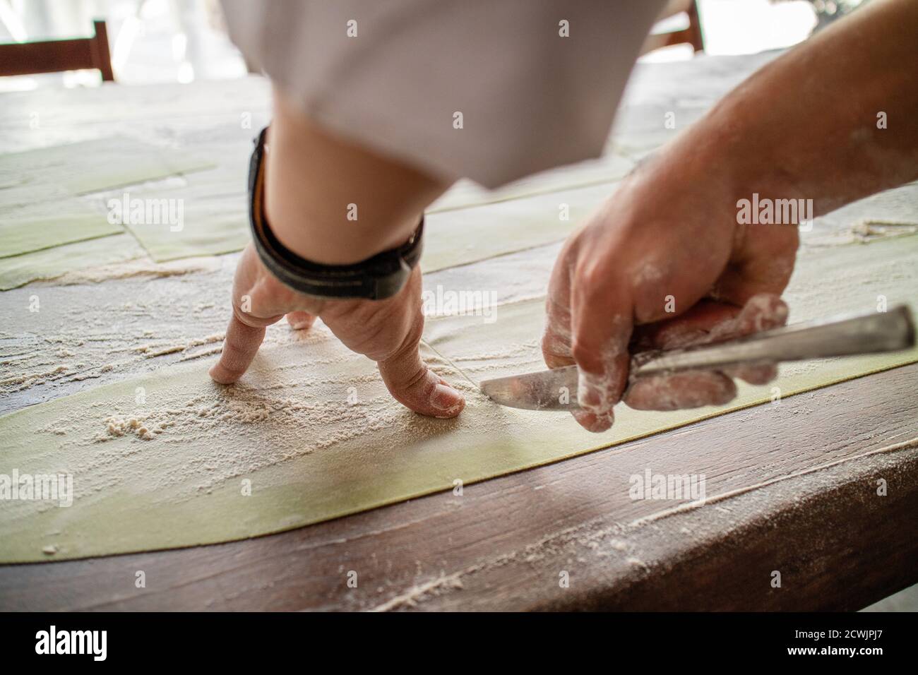 Chef Making Fresh Homemade Pasta Stock Photo