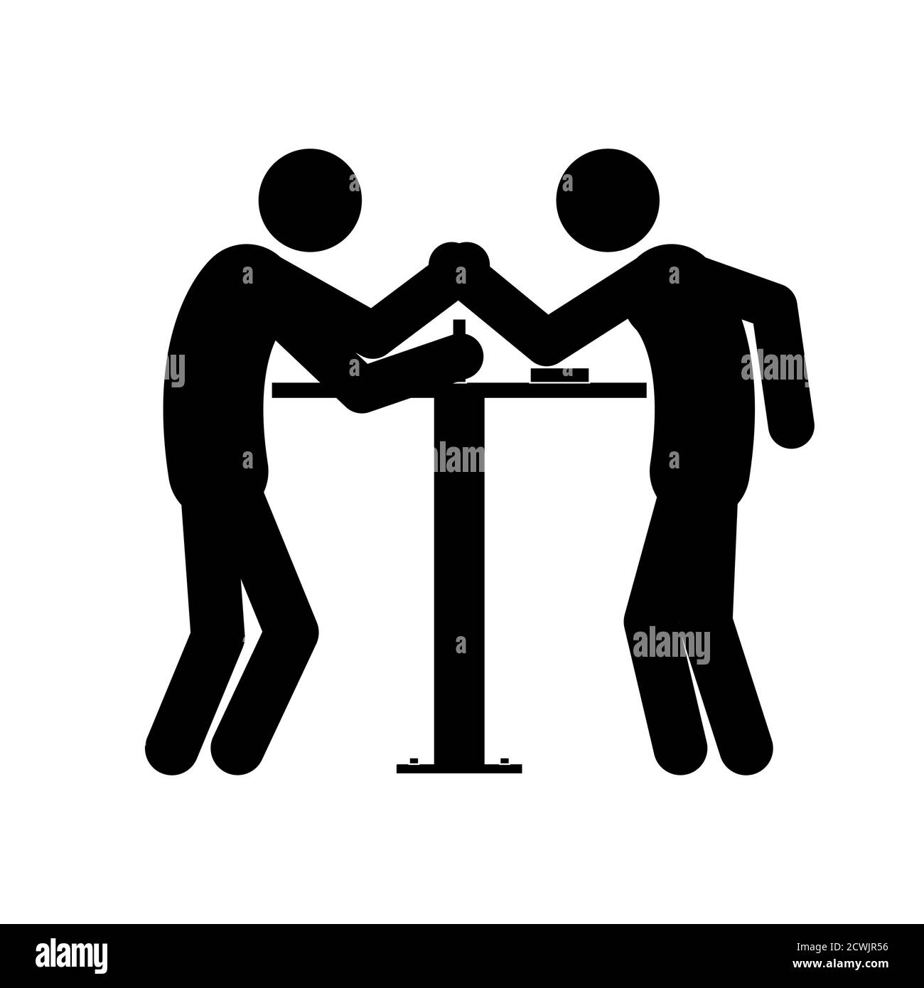 Set of stick figures, black mans silhouettes on a white background. Arm