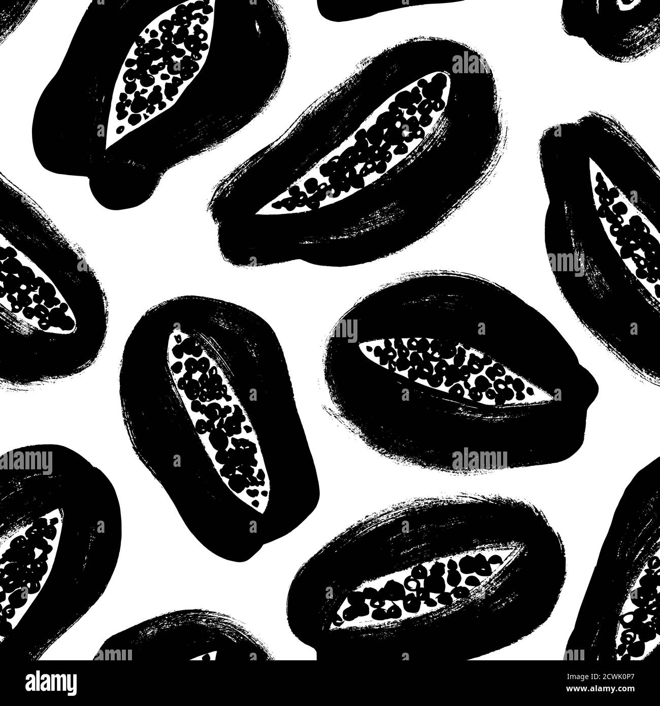 Papaya fruits vector seamless pattern.  Stock Vector