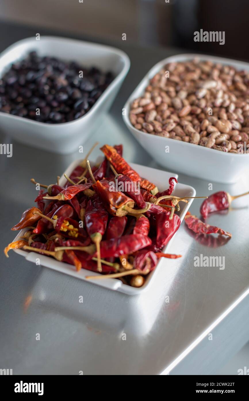 Dried Chili Pepper in a Plate Stock Photo Alamy