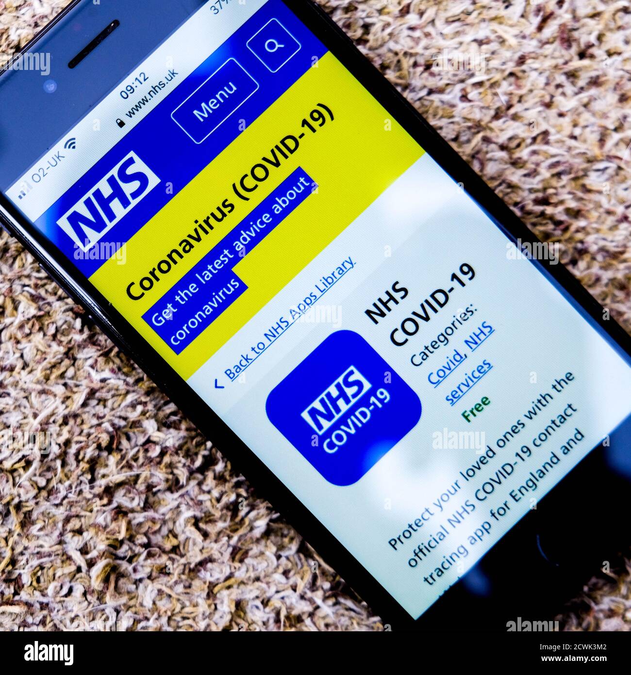 London UK, September 30 2020, NHS Track and Trace Covid-19 Smartphone Application Stock Photo