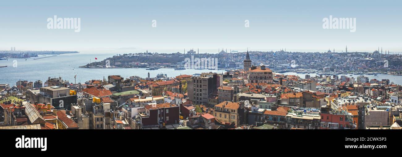 Istanbul Panoramic View to Golden Horn, Turkey Stock Photo